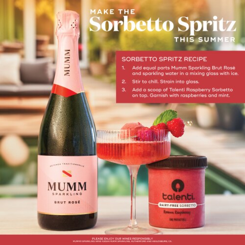 Mumm Brut Rose Champagne California Sparkling Wine Perspective: top
