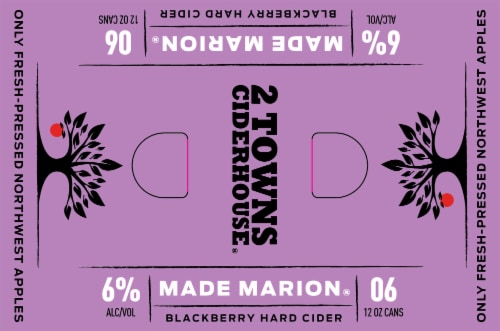 2 Towns Ciderhouse® Blackberry Hard Cider Made Marion Perspective: top