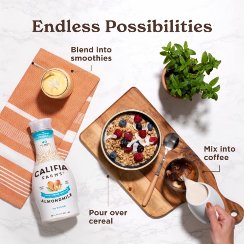 Califia Farms® Dairy Free Unsweetened Vanilla Almond Milk Perspective: top