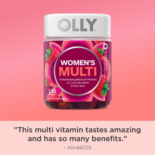 OLLY Women's Multivitamin Berry Flavor Gummy Vitamin Supplement Perspective: top