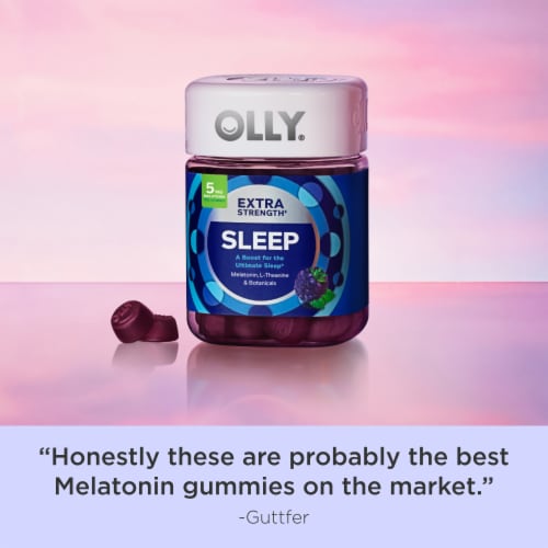 OLLY Extra Strength Sleep Blackberry Flavor Gummy Supplement Melatonin 5mg Perspective: top