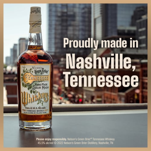 Nelson's Green Brier Tennessee Whiskey Hand Made Sour Mash Whiskey Perspective: top