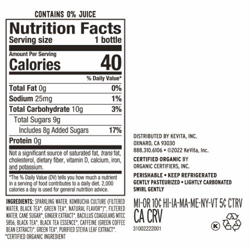 KeVita Master Brew Kombucha, Ginger Perspective: top