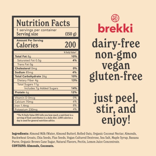 brekki Bananas & Maple Brown Sugar Ready-to-eat Oats Perspective: top
