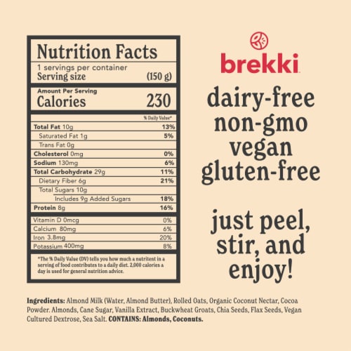 brekki Dark Chocolate Ready-to-eat Oats Perspective: top