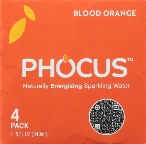 Phocus™ Caffienated Blood Orange Flavored Sparkling Water Cans Perspective: top