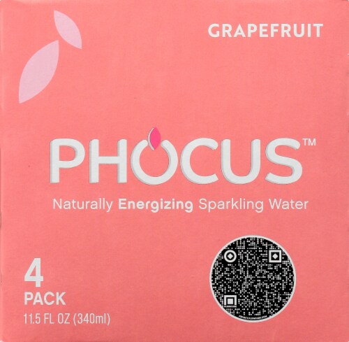 Phocus™ Caffeinated Grapefruit Flavored Sparkling Water Cans Perspective: top