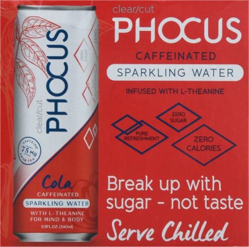 Phocus™ Caffeinated Cola Flavored Sparkling Water Cans Perspective: top