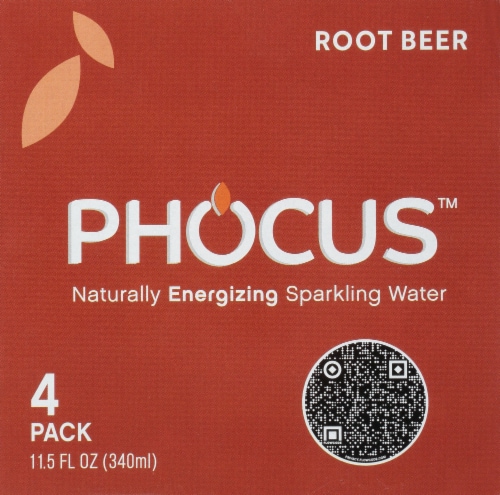 Phocus™ Caffeinated Root Beer Flavored Sparkling Water Cans Perspective: top