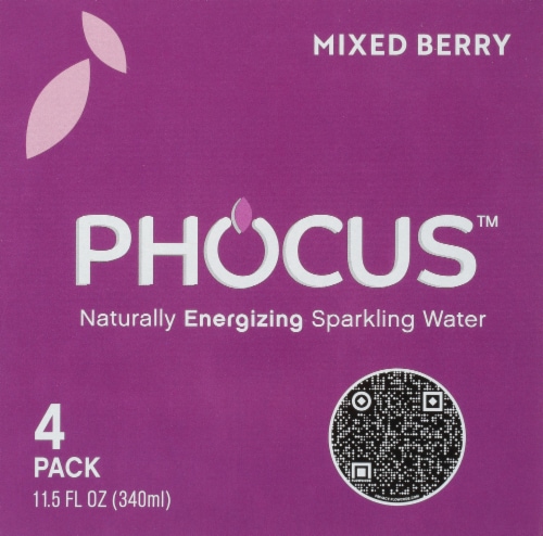 Phocus™ Caffeinated Mixed Berry Caffeinated Flavored Sparkling Water Cans Perspective: top