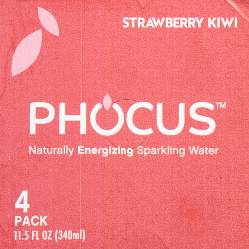 Phocus™ Caffeinated Kiwi Flavored Sparkling Water Cans Perspective: top