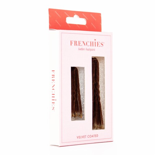No-Slip Frenchies Brown Velvet Hairpins  - 20 Pins Perspective: top