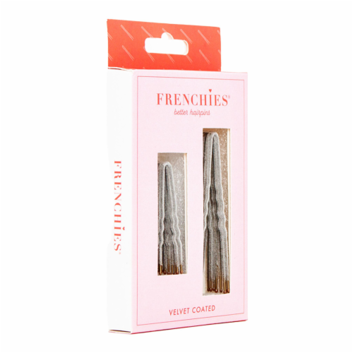 No-Slip Frenchies Grey Velvet Hairpins  - 20 Pins Perspective: top