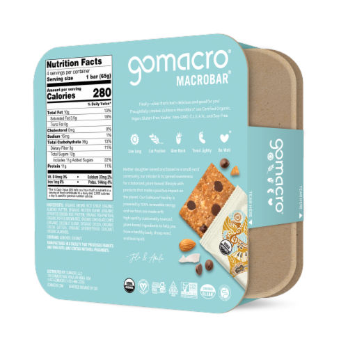 GoMacro® MacroBar™ Coconut Almond Butter & Chocolate Chips Bars Perspective: top