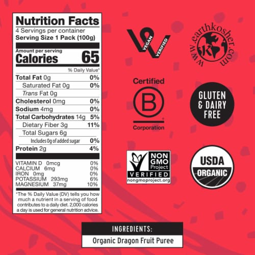 Pitaya Foods® Organic Dragon Fruit Smoothie Packs Perspective: top