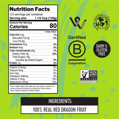 Pitaya Foods Organic Dragon Fruit Snack-Sized Pieces 12 oz Perspective: top