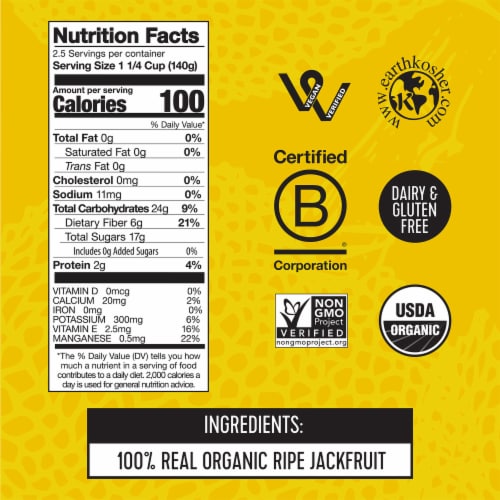 Pitaya Foods® Organic Jackfruit Bite-Sized Pieces Perspective: top