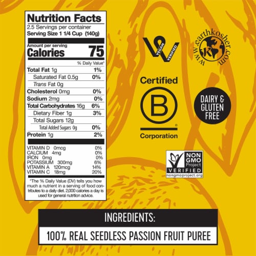 Pitaya Foods® Passion Fruit Bite-Sized Pieces Perspective: top