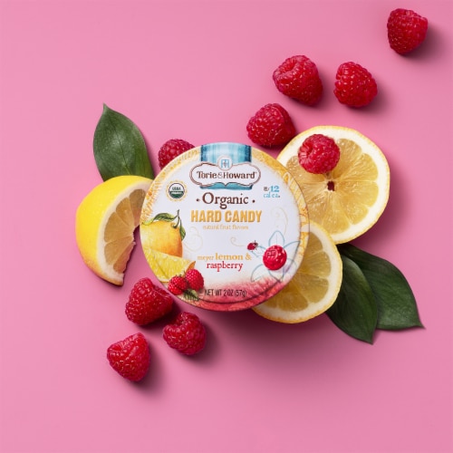 Torie & Howard Organic Meyer Lemon & Raspberry Hard Candy Perspective: top