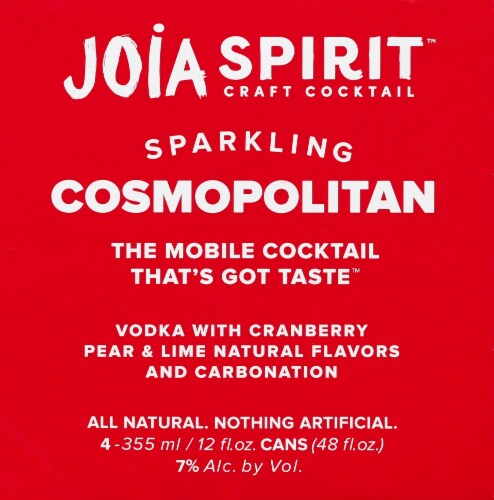 Joia Sparkling Cosmopolitan Premium Vodka Cocktail Perspective: top