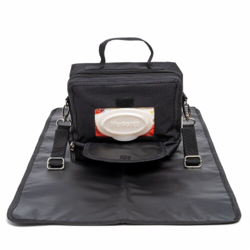 ChangePal Universal Wipes Portable Diaper Changing Bag - Black Nylon Perspective: top