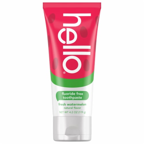 hello Fresh Watermelon Fluoride Free Kids Toothpaste 4.2 Oz Tube Perspective: top