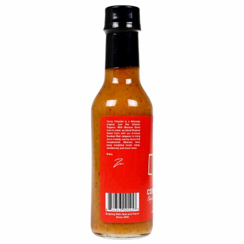 Volcanic Peppers Corny Chipotle Hot Sauce 5 Oz Bottle Roasted Corn Lime VPCORN Perspective: top