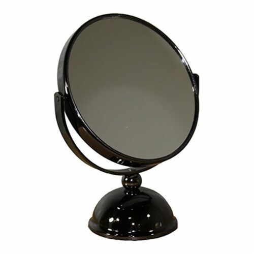 ORE International 5.5  Metal Make-Up Mirror with x5 magnification in Black Perspective: top