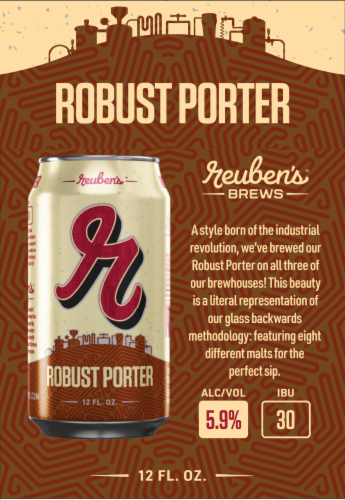 Reuben's Brews Robust Porter Beer Perspective: top