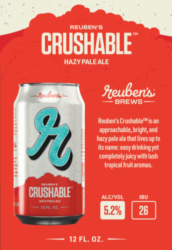 Reuben's Brews Crushable Hazy Pale Ale Beer Perspective: top