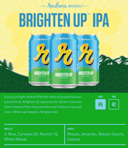 Reuben's Brews Brighten Up India Pale Ale Beer Perspective: top