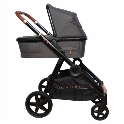 Venice Child Maverick Stroller Stand Alone Bassinet with Sunshade, Eclipse Black Perspective: top