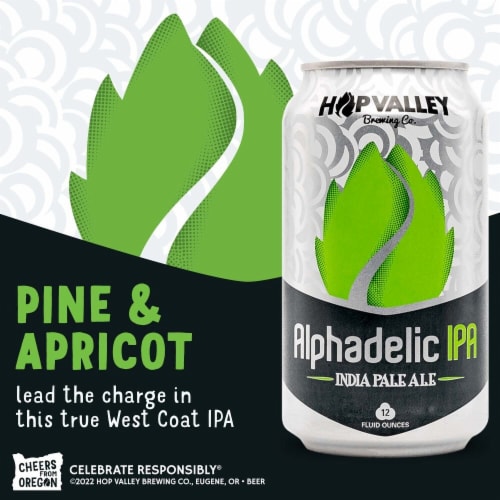 Hop Valley Alphadelic IPA Cans Perspective: top