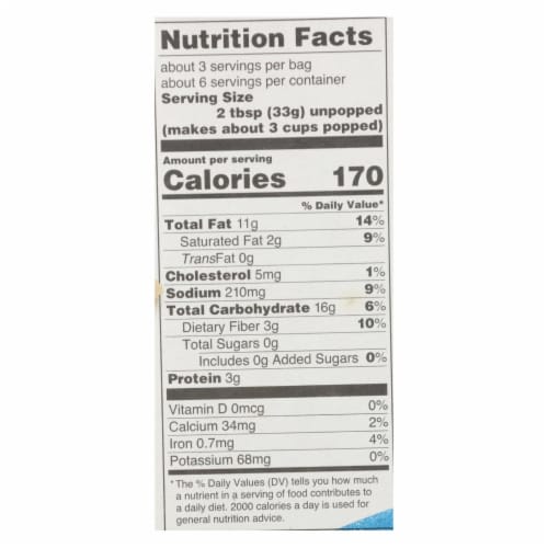 Quinn White Cheddar & Sea Salt Microwave Popcorn Perspective: top