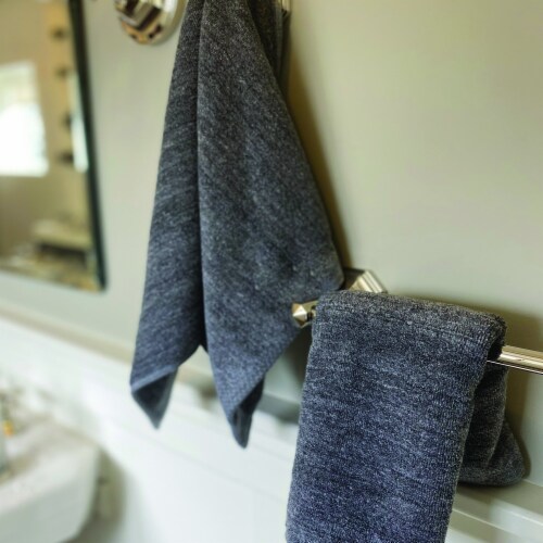 BedVoyage Melange viscose from Bamboo Cotton Hand Towel 2pk - Charcoal Perspective: top