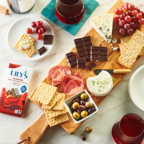 LILY'S Almond Dark Chocolate Style No Sugar Added Sweets Bar Perspective: top