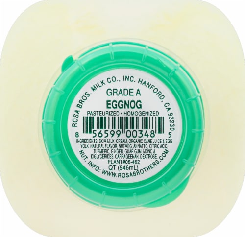 Rosa Brothers Glass Bottled Egg Nog Perspective: top