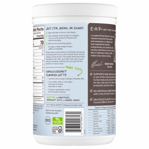 Primal Kitchen Coconut Vanilla Collagen Fuel Peptide Drink Mix Perspective: top