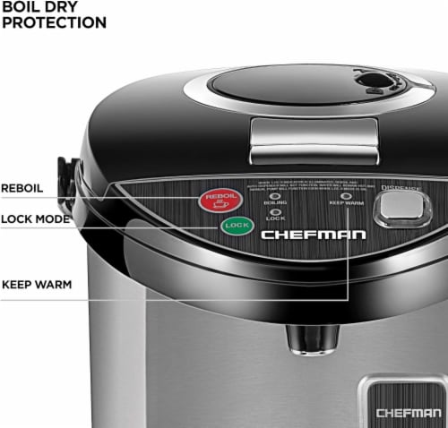 Chefman Stainless Steel Electric Hot Water Pot with Safety Lock, 5.3 L -  Food 4 Less