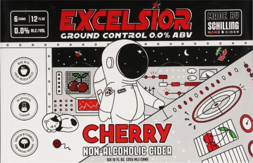 Schilling Excelsior Ground Control 0.0 % ABV Cherry Non-Alcoholic Cider Perspective: top