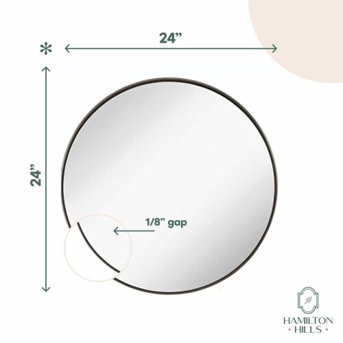Hamilton Hills 24  Silver Round Mirror | Brushed Metal Framed Classic Design Perspective: top