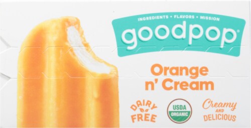 Goodpop Organic Dairy Free Orange N' Cream Frozen Dessert Pops Perspective: top