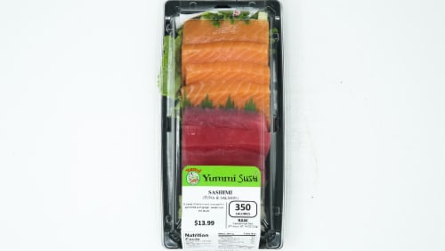 Yummi Sushi Tuna & Salmon Sashimi Perspective: top