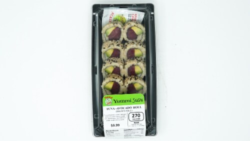 Yummi Sushi Brown Rice Tuna Avocado Roll Perspective: top