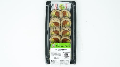 Yummi Sushi Brown Rice Spicy Tuna Roll Perspective: top