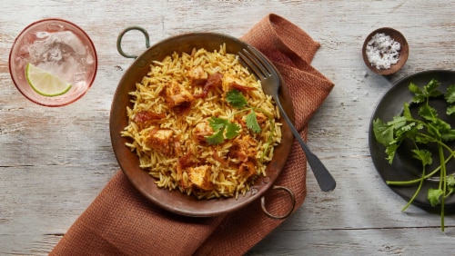 Saffron Road Chicken Biryani with Basmati Rice Gluten-Free Frozen Meal Perspective: top
