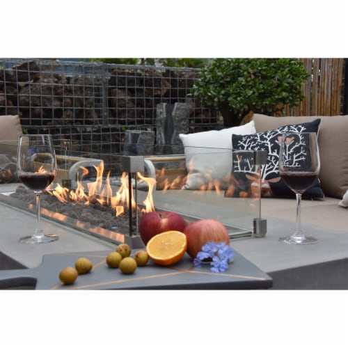 Elementi Granville 60 In Concrete Outdoor 45,000 BTU Natural Gas Fire Pit Table Perspective: top