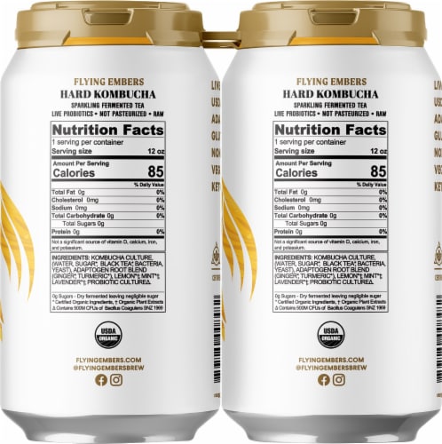 Flying Embers Lemon Lavender and Mint Hard Kombucha Perspective: top