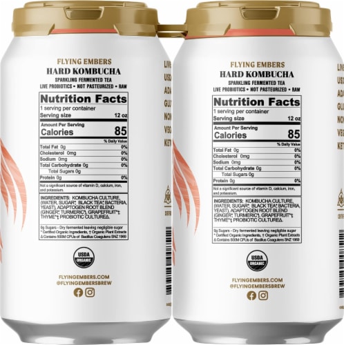 Flying Embers Grapefruit Thyme Hard Kombucha Perspective: top