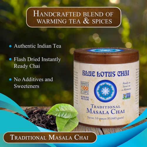 Blue Lotus Chai Traditional Masala Chai Powder Perspective: top